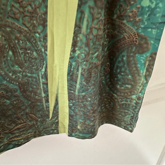 One World Mossy Vintage Green Sublimation Crease Print Dress Women’s Size Medium - Picture 14 of 15